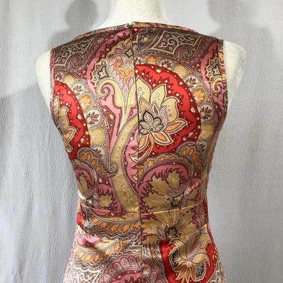 Jane Hamill Gold and Pink Paisley Silk  Dress - Picture 6 of 8